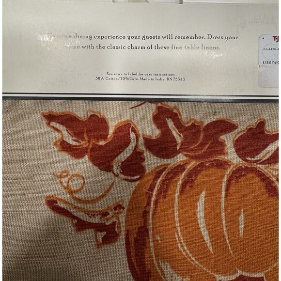 Well Dressed Home Fall Table Runner Pumpkins Orange Tan 14”x72” New - Picture 5 of 7